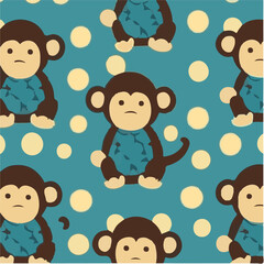cute simple chimpanzee pattern, cartoon, minimal, decorate blankets, carpets, for kids, theme print design
