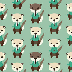 Fototapeta premium cute simple ferret pattern, cartoon, minimal, decorate blankets, carpets, for kids, theme print design 