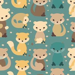 cute simple ferret pattern, cartoon, minimal, decorate blankets, carpets, for kids, theme print design
