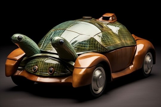 turtle shape Luxury futuristic convertible sport car illustration generative ai
