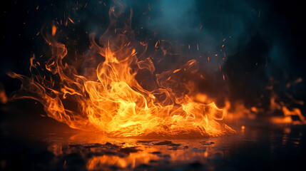 Fire flame texture. Blaze flames background for banner, generative AI.