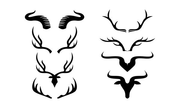 horn antler set vector logo deer or buffalo