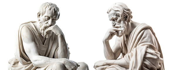 Set of marble statue philosophers isolated on transparent background - Fictional Person, Generative AI - obrazy, fototapety, plakaty
