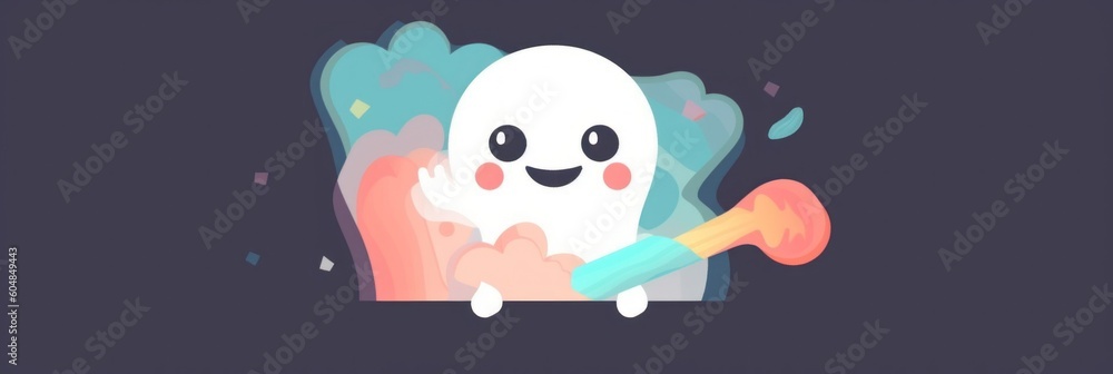 Poster a toothbrush and toothpaste sitting next to each other. generative ai image.