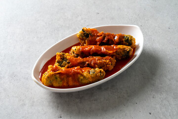 A lot of yaki dumplings, a lot of eggs, a lot of seaweed rolls, tteokbokki, fried food, a lot of eggs