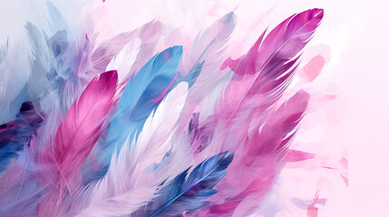 Abstract background with purple feathers, generative AI.