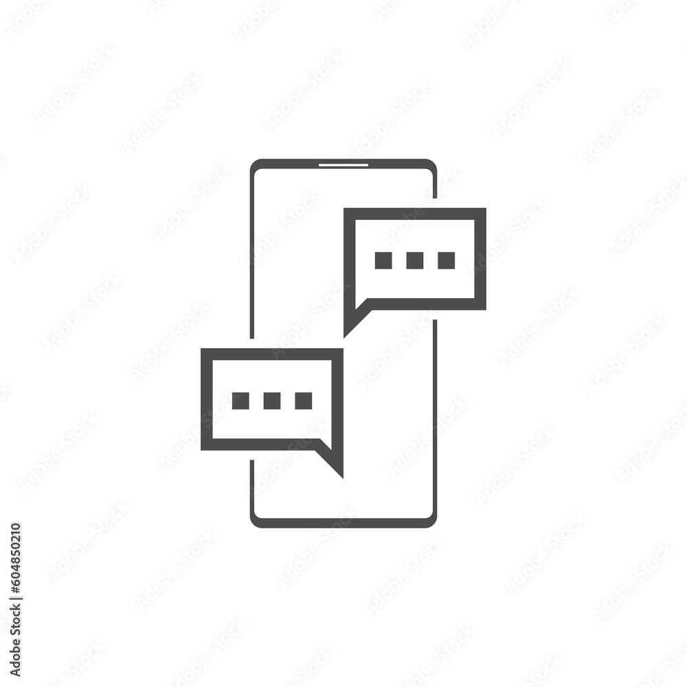 Poster new chat messages notification on phone icon isolated on transparent background
