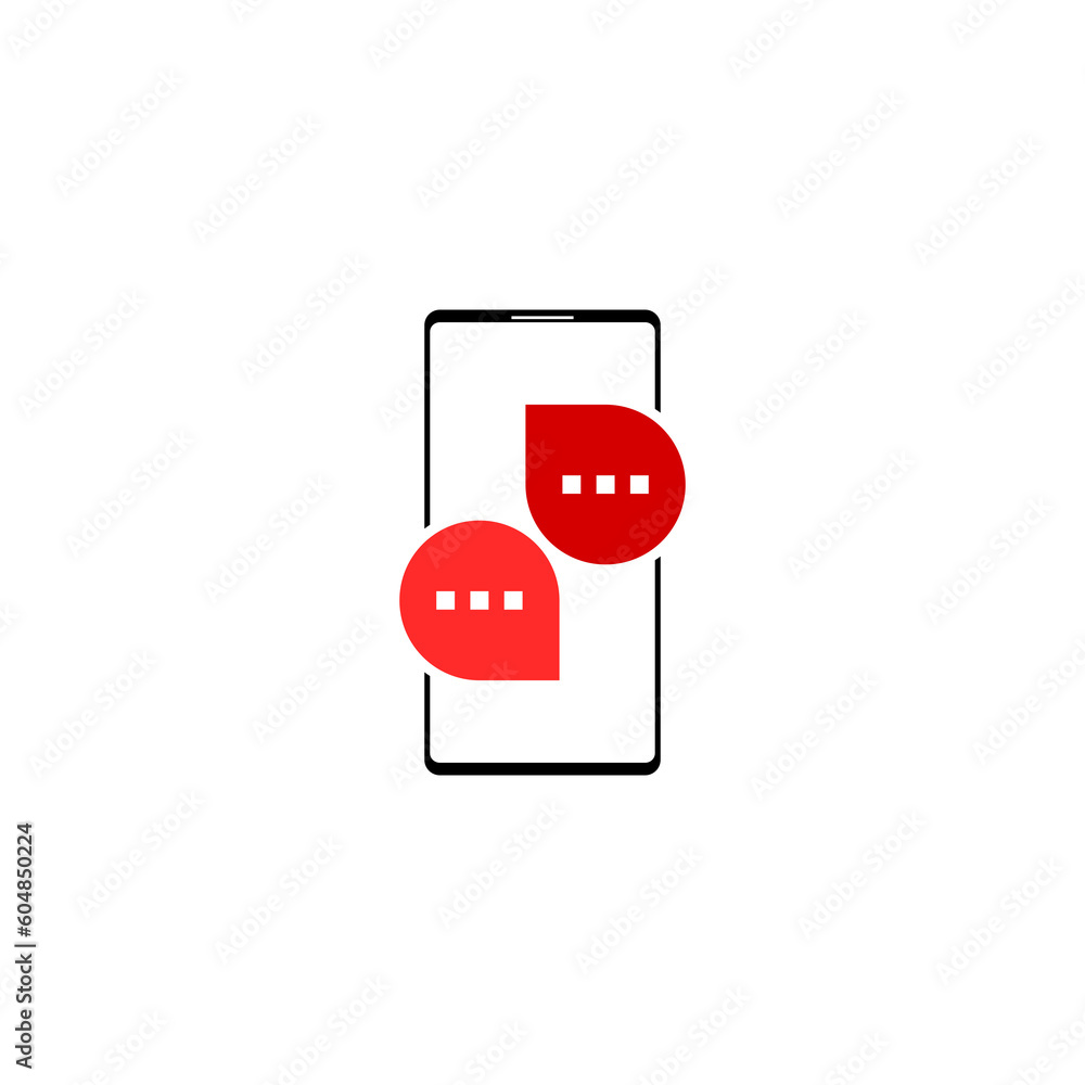 Poster new chat messages notification on phone icon isolated on transparent background