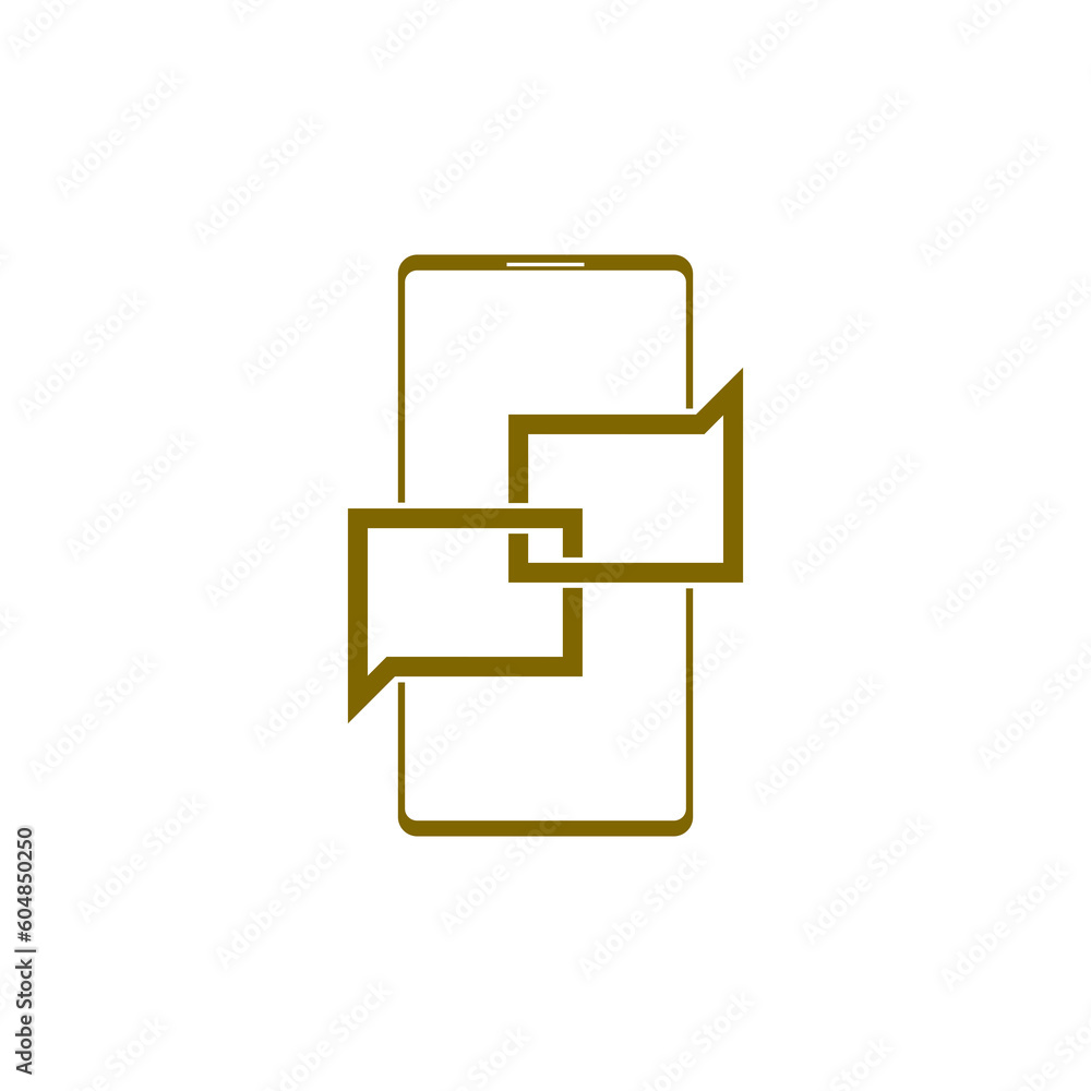 Poster new chat messages notification on phone icon isolated on transparent background
