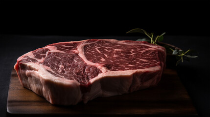 raw beef steak Generative AI Illustration.