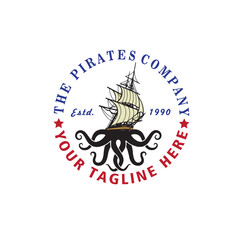 design logo ship pirates vector illustration