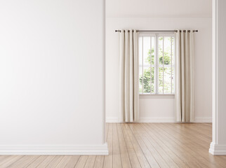 Scandinavian farmhouse interior, wall mockup, 3d render