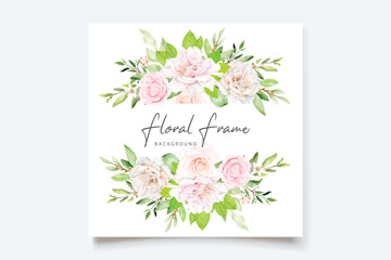 wedding invitation card with floral and leaves set