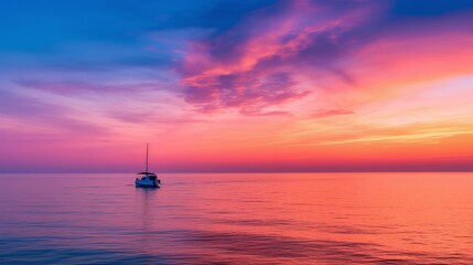 Coastal Tranquility: Serene Sunset on the Horizon Generative AI
