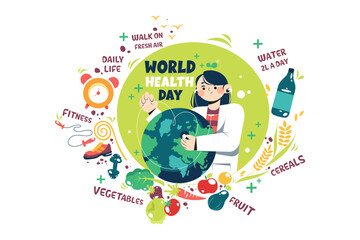 World Health Day Illustration concept on white background