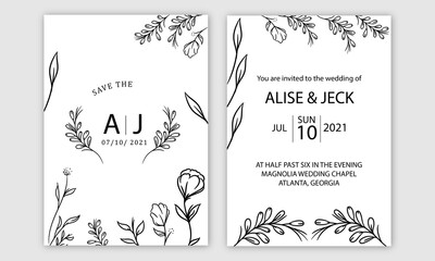 Hand drawn wedding invitation template