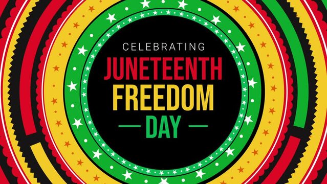 Juneteenth Freedom Day background 4K Animation with Colorful shapes and typography in the center