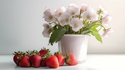 Obraz na płótnie Canvas Fresh strawberries on a white background. Generative AI
