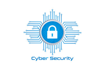 Cyber security logo with lock icon	
