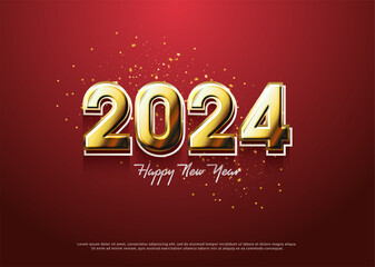 happy new year 2024 with celebratory number colors combined.