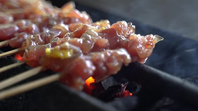 Sate maranggi purwakarta take stock video from right to left with detail