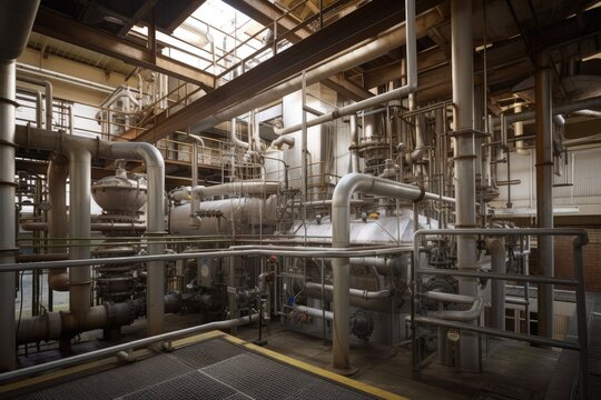 Chemical Processing Plant, With Massive Amounts Of Raw Materials Being Transformed Into Valuable Products, Created With Generative Ai