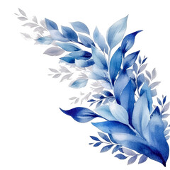 Fototapeta na wymiar Watercolor Navy Floral Border Clipart with Transparent Background Illustration, Flowers, Botanical AI generated 