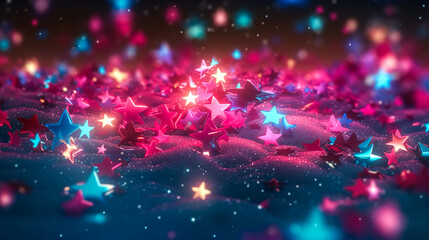 Abstract background with glowing stars, generative AI.
