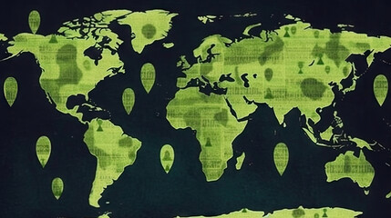 World map aliens background. Generative AI.