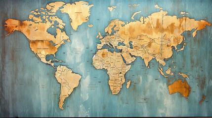 World map canvas background. Generative AI.