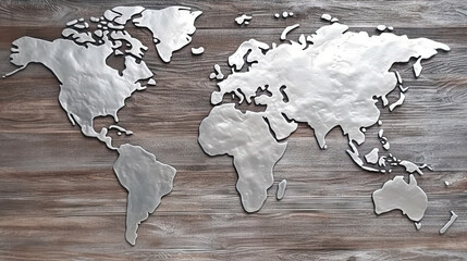 World map silver background. Generative AI.