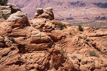 Desert Valley. Rock canyon background, rocky texture. Panorama of canyon desert. Rock landscape....