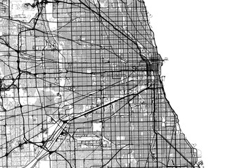 Road map of the city of  Chicago Illinois in the United States of America on a transparent background.