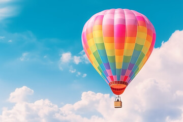 Naklejka premium Rainbow balloon on sky background. concept of lgbti. copy space made with Generative AI