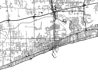 Road map of the city of  Gulfport Mississippi in the United States of America on a transparent background.