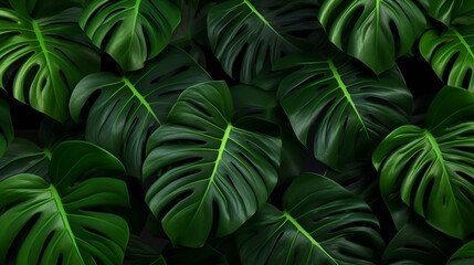 Fototapeta na wymiar Generative AI, Lush green monstera leaves 