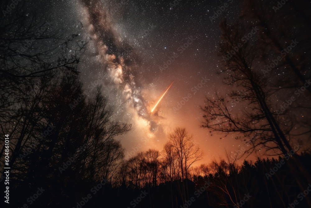 Wall mural rocket launch, with view of the earth and stars in the background, created with generative ai