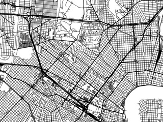 Road map of the city of  New Orleans Center Louisiana in the United States of America on a transparent background.