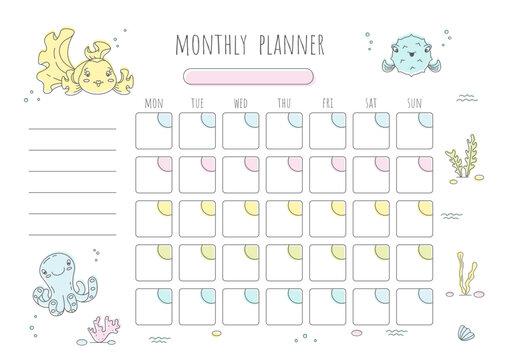 Cute monthly planner in a nautical theme. 