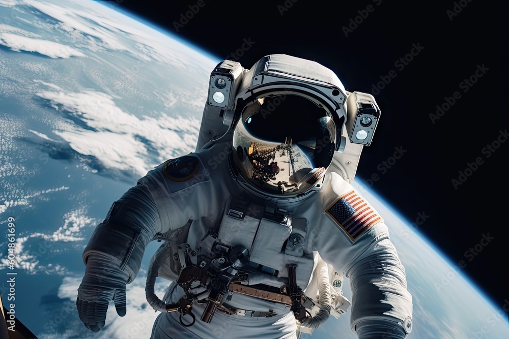 Canvas Prints astronaut, surrounded by the breathtaking view of space, floating in zero gravity, created with gene