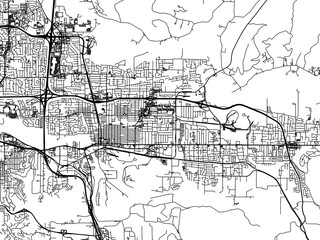Fototapeta premium Road map of the city of Springfield Oregon in the United States of America on a transparent background.