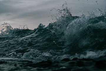 High raging waves in the sea