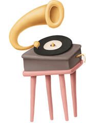 Antique gramophone cartoon illustration © Anastasiya