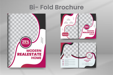 Bi-fold Real Estate Business Brochure Design Template