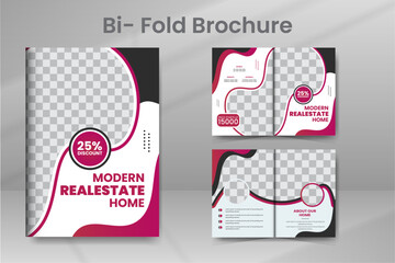 Bi-fold Real Estate Business Brochure Design Template