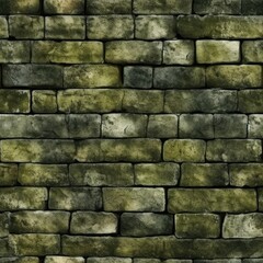 Olive Luminescence Beautiful Brick Wall Texture Tile Seamless Background. Generative AI