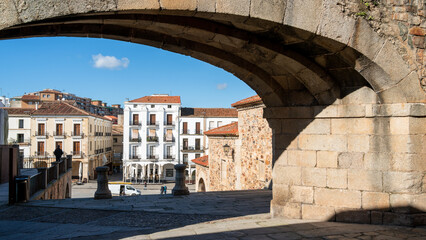 Plaza de los Golfines de Abajo in Caceres Spain