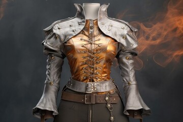 Steampunk Blouse On Smoky Grey Background. Generative AI