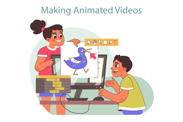 Tech camp for children. Animation technologies educational course.
