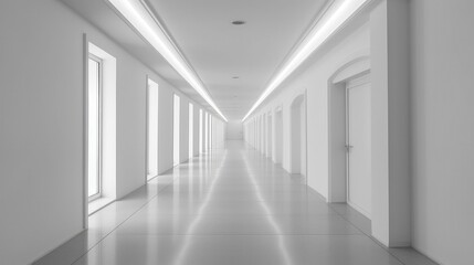 Symmetrical Lines Of A Minimalist Corridor. Generative AI